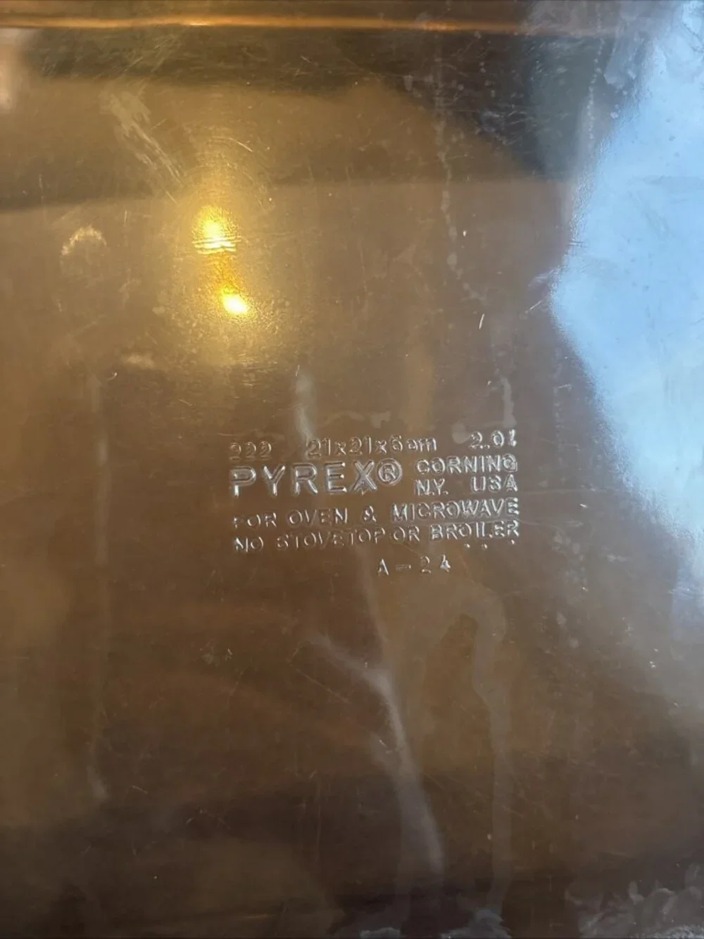 PYREX Square Brown Amber Glass Casserole Brownie Dish Baking Pan 222